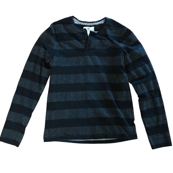 On The Byas Pacsun Mens Size S Henley Long Sleeve striped Shirt Gray - Picture 2 of 4